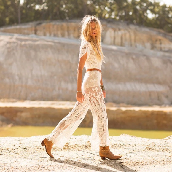 Spell Designs Woodstock white lace jumpsuit in XS